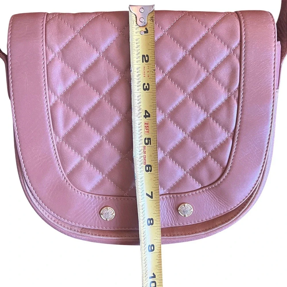 Freida Rothman Quilted Leather Crossbody Bag and Zip Wallet Set Mauve Brown Gold